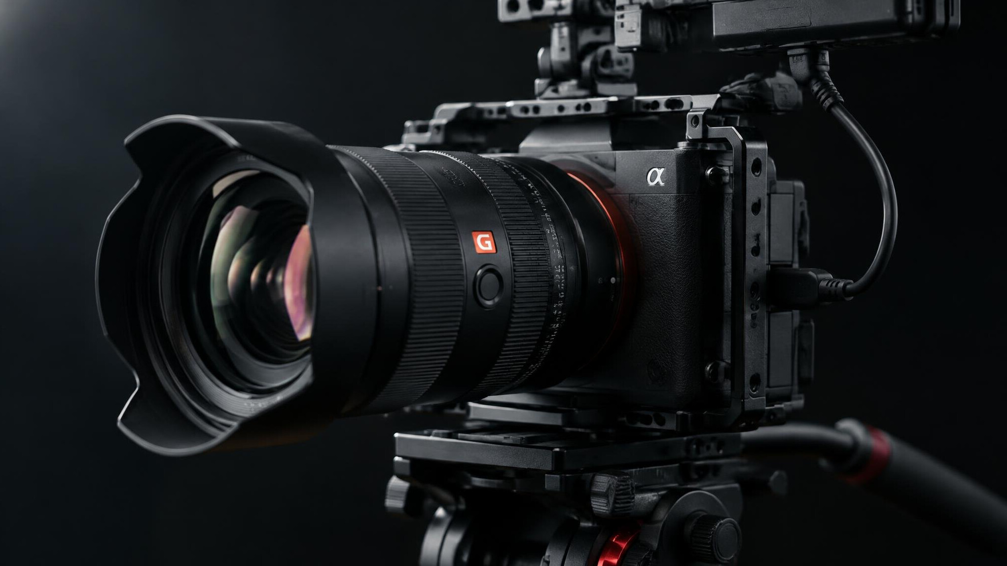 Camera lens close-up during setup